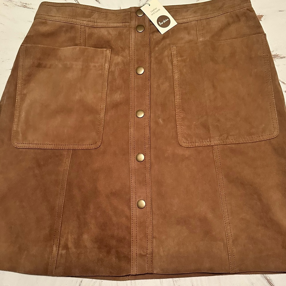 Boden suede leather a-line skirt. NWT.